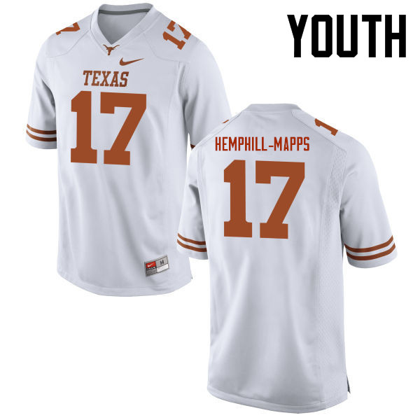 Youth #17 Reggie Hemphill-Mapps Texas Longhorns College Football Jerseys-White